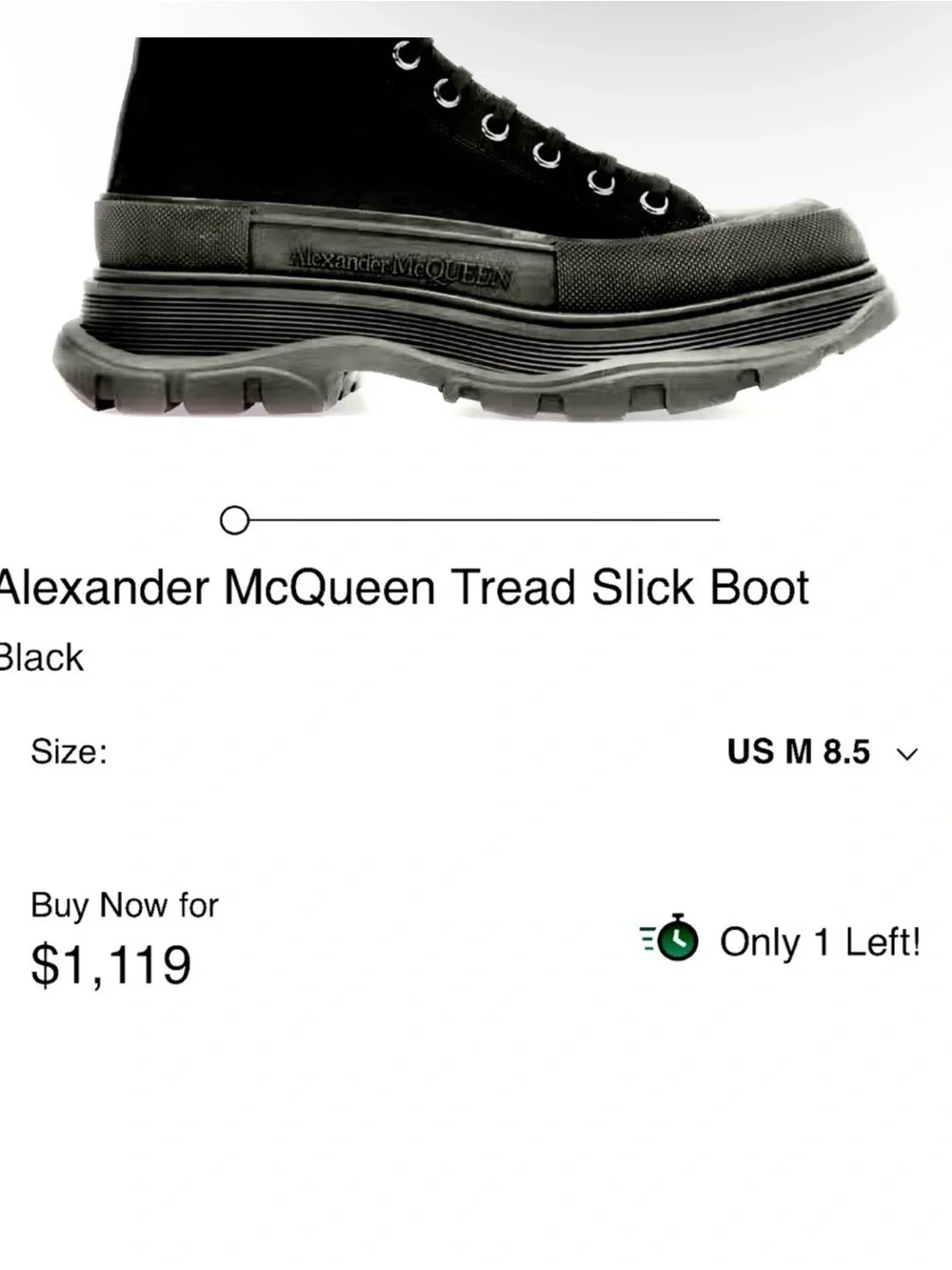 Alexander McQueen Men's black leather high-top sneakers Size11.5 Price $350